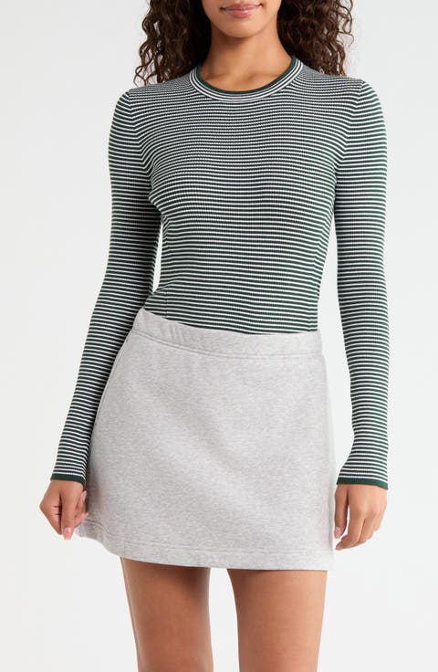 Ribbed Stripe Long Sleeve Top
