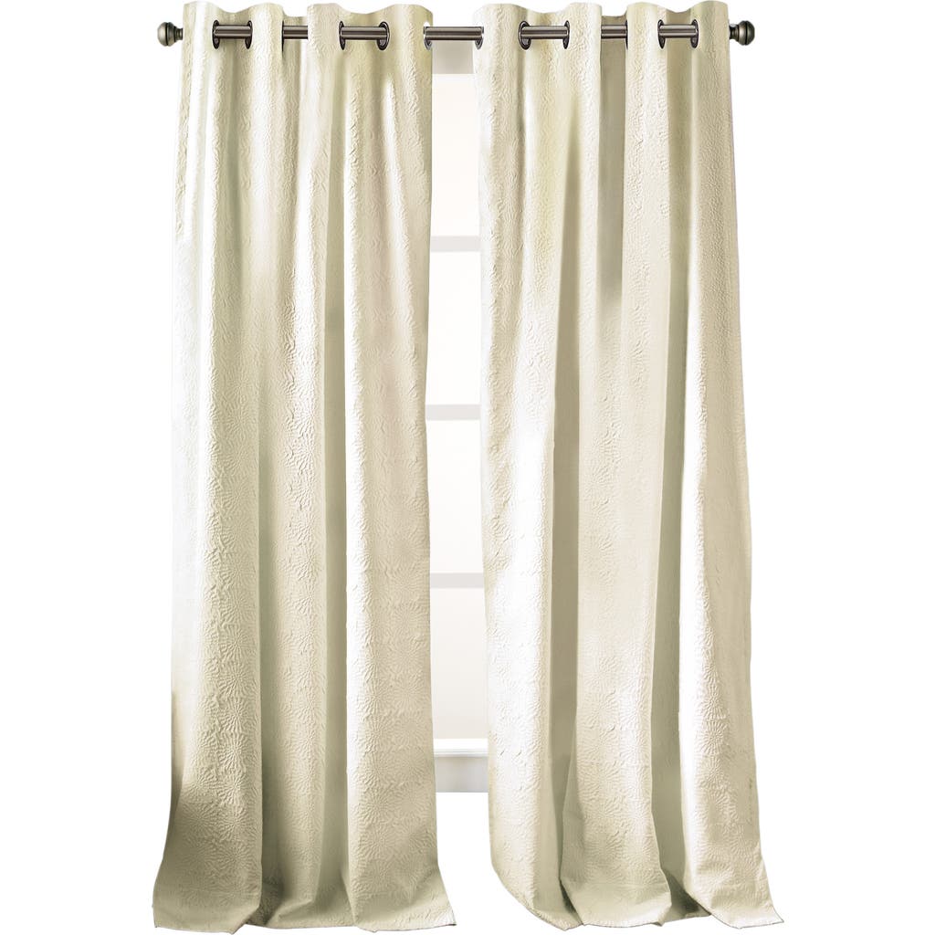 Dkny Chrysanthemum Floral Grommet Curtain In Ivory