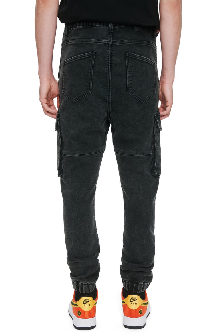 Men's Cargo Pocket Denim Joggers, Alternate, color, GREY ACID WASH