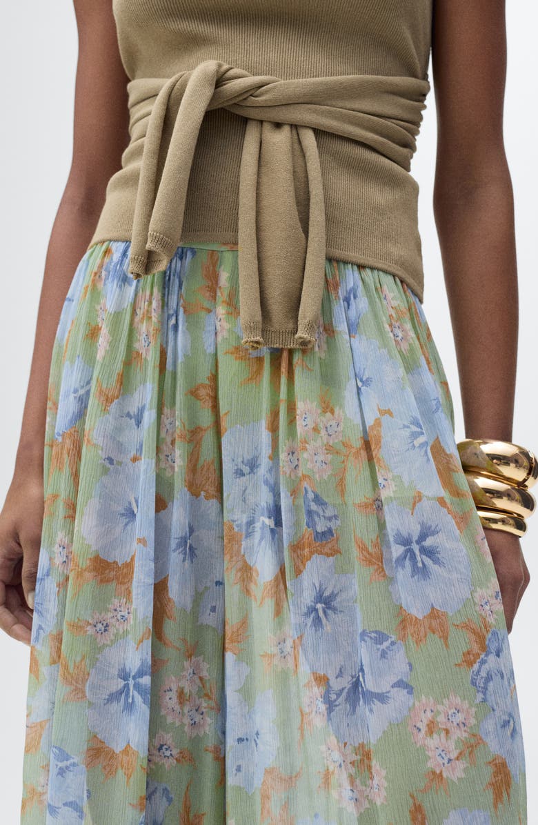 MANGO Floral Balloon Leg Pants, Alternate, color, Mint Green