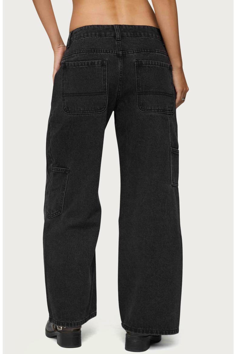 Ayla Low Rise Wide Leg Carpenter Jeans, Alternate, color, BLACK-WASHED