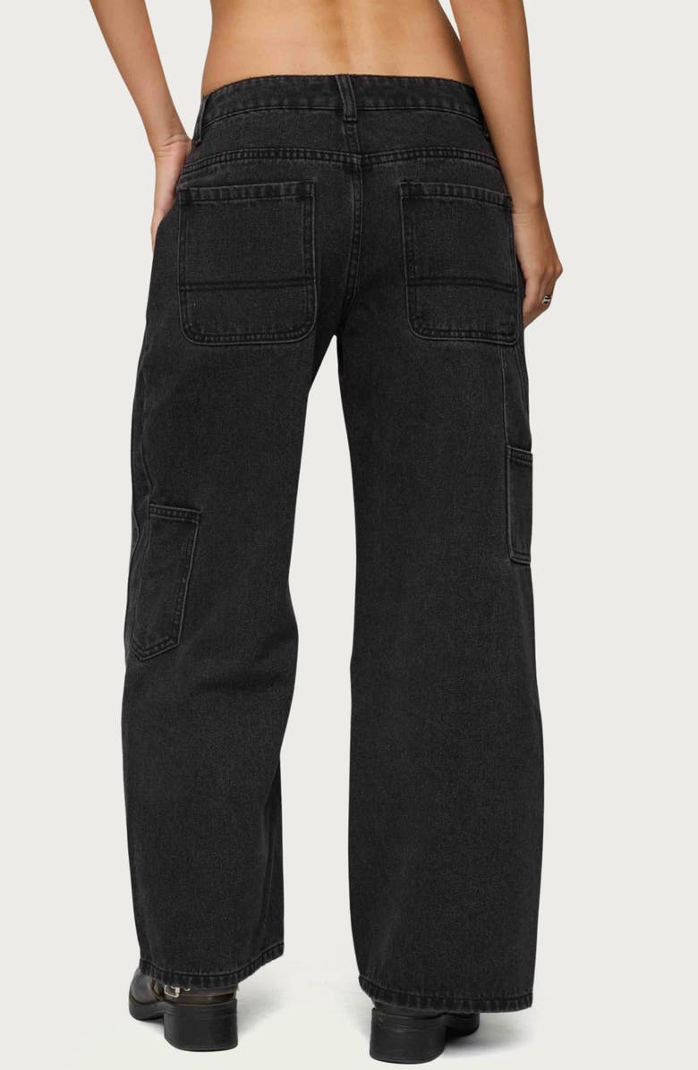 EDIKTED Ayla Low Rise Wide Leg Carpenter Jeans, Alternate, color, Black-Washed