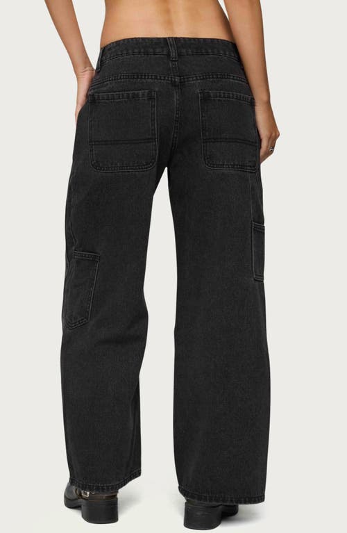 Edikted Ayla Low Rise Wide Leg Carpenter Jeans In Black