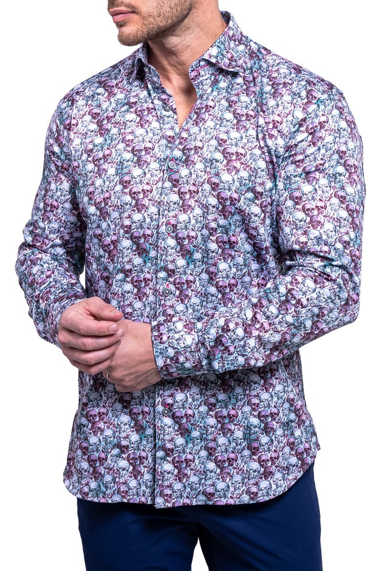 Fibonacci Resistance Contemporary Fit Button-Up Shirt, Main, color, PURPLE