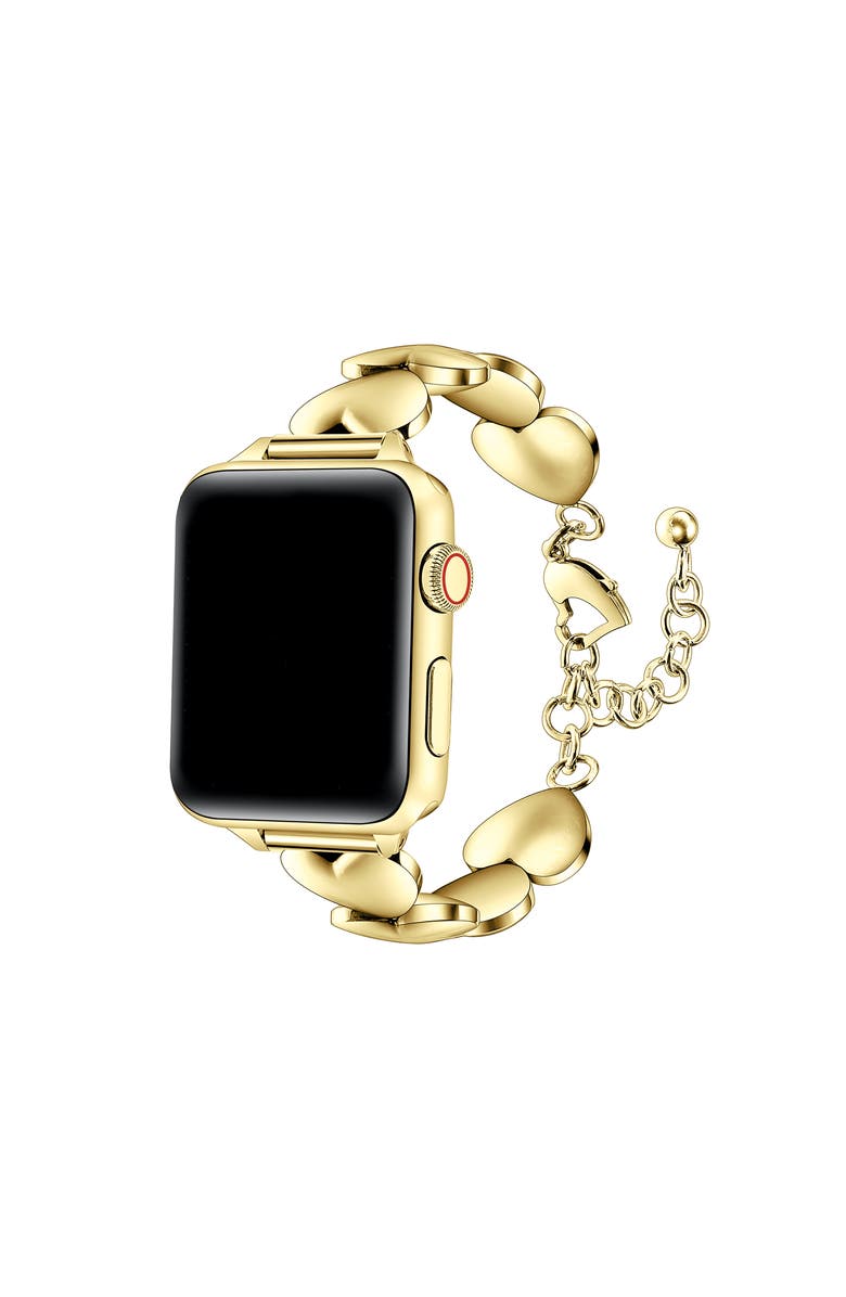 Posh Tech Lover Stainless Steel Heart Band for Apple Watch, Main, color, Gold