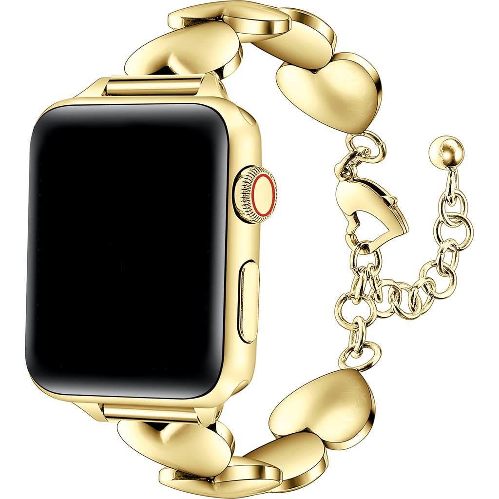 Posh Tech Lover Stainless Steel Heart Band For Apple Watch In Gold