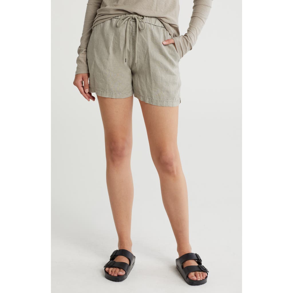 James Perse Linen Drawstring Shorts In Green