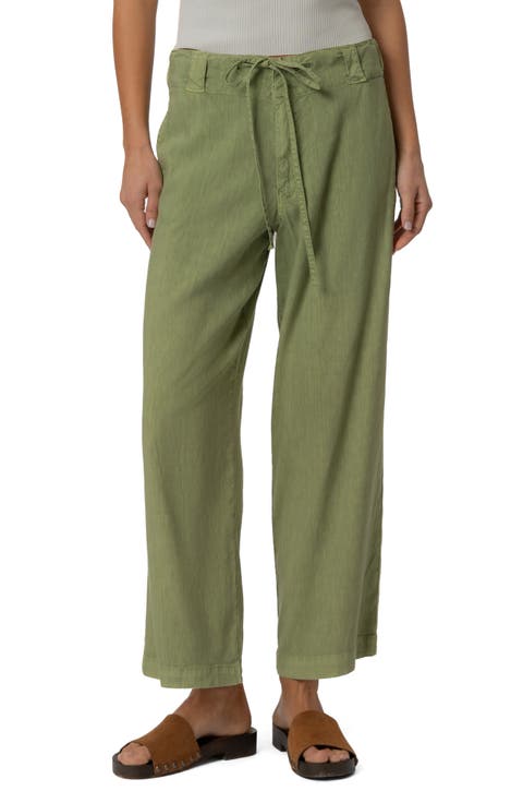 Kate Drawstring Linen Blend Crop Wide Leg Jeans