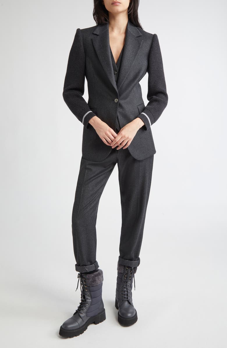 Eleventy Soft Slim Fit Pants, Main, color, 15 Smoke Gray Melang