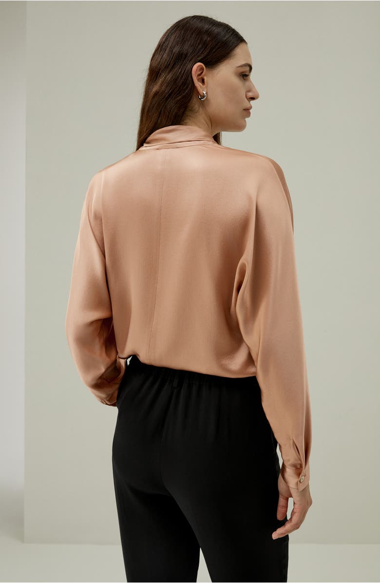 Lilysilk Bat Sleeve Silk Top with Adjustable Neck Tie, Alternate, color, 
