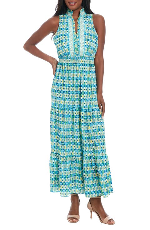 Mock Neck Sleeveless Tiered Maxi Dress (Petite)