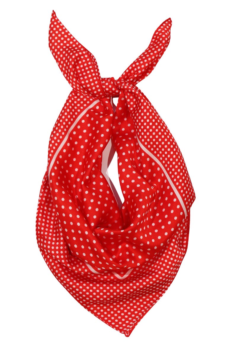 Isabella Polka Dot Square Scarf, Main, color, RED