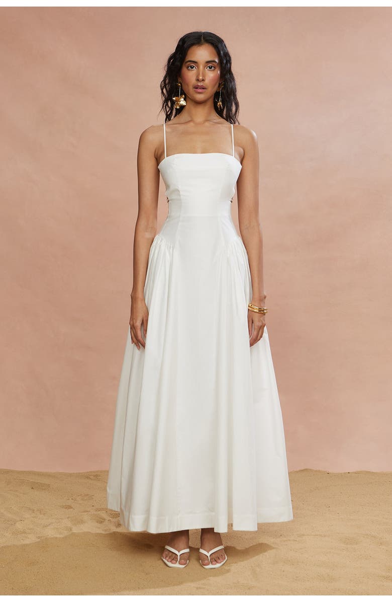 AMUR Aliza Midi Poplin Dress, Main, color, Ivory