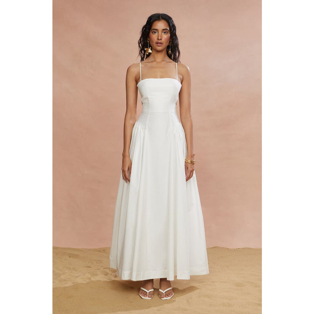 Amur Aliza Midi Poplin Dress In White