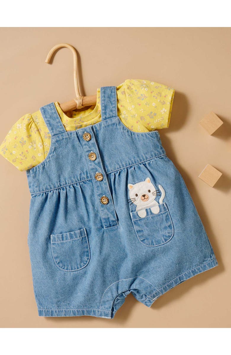 Purebaby Pocket Overall Set, Alternate, color, Faded Denim
