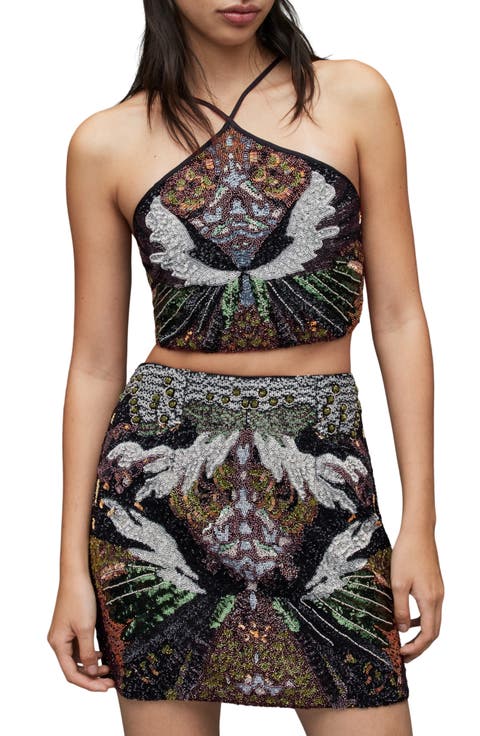 Jamilia Gene Embellished Halter Crop Top