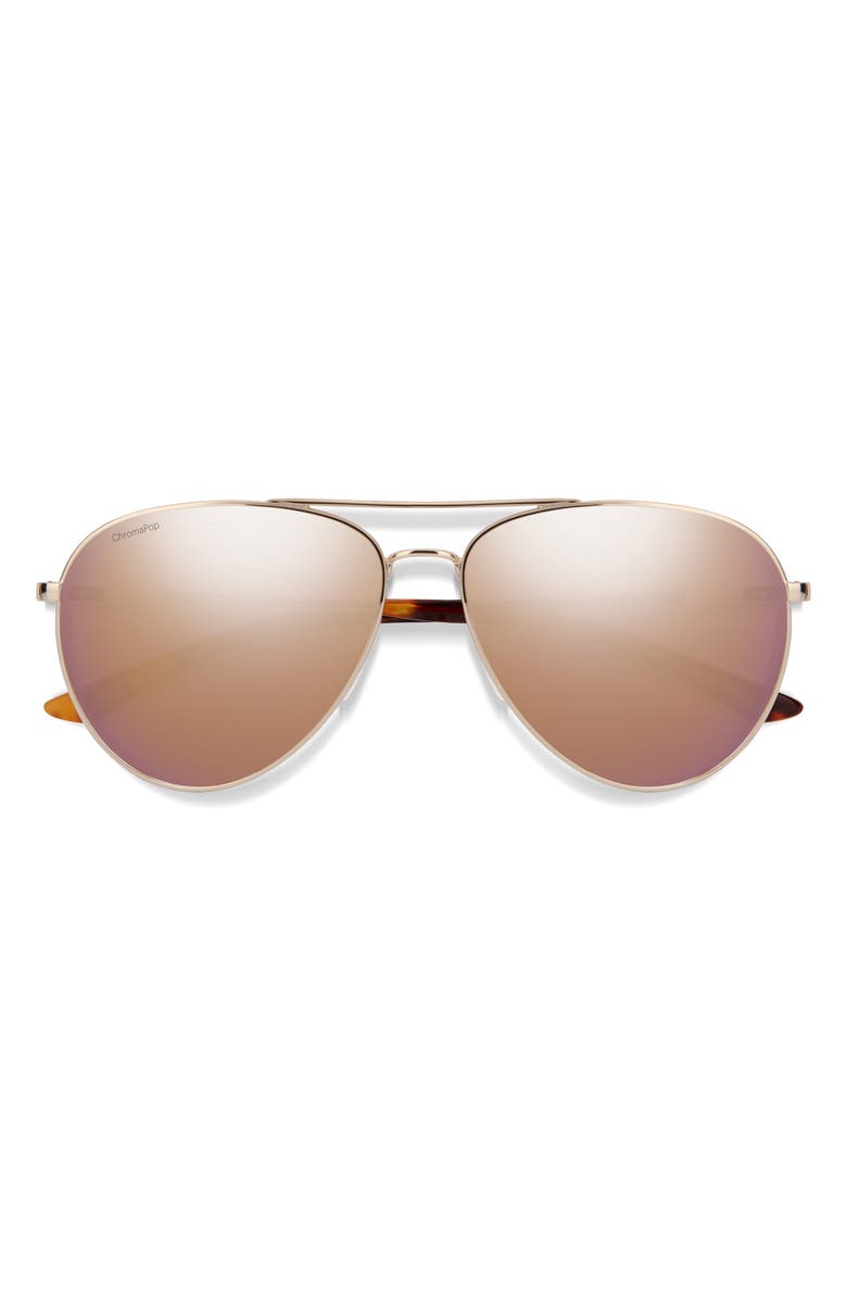 Smith Layback 60mm ChromaPop<sup>™</sup> Polarized Aviator Sunglasses, Main, color, Rose Gold / Rose Gold Mirror