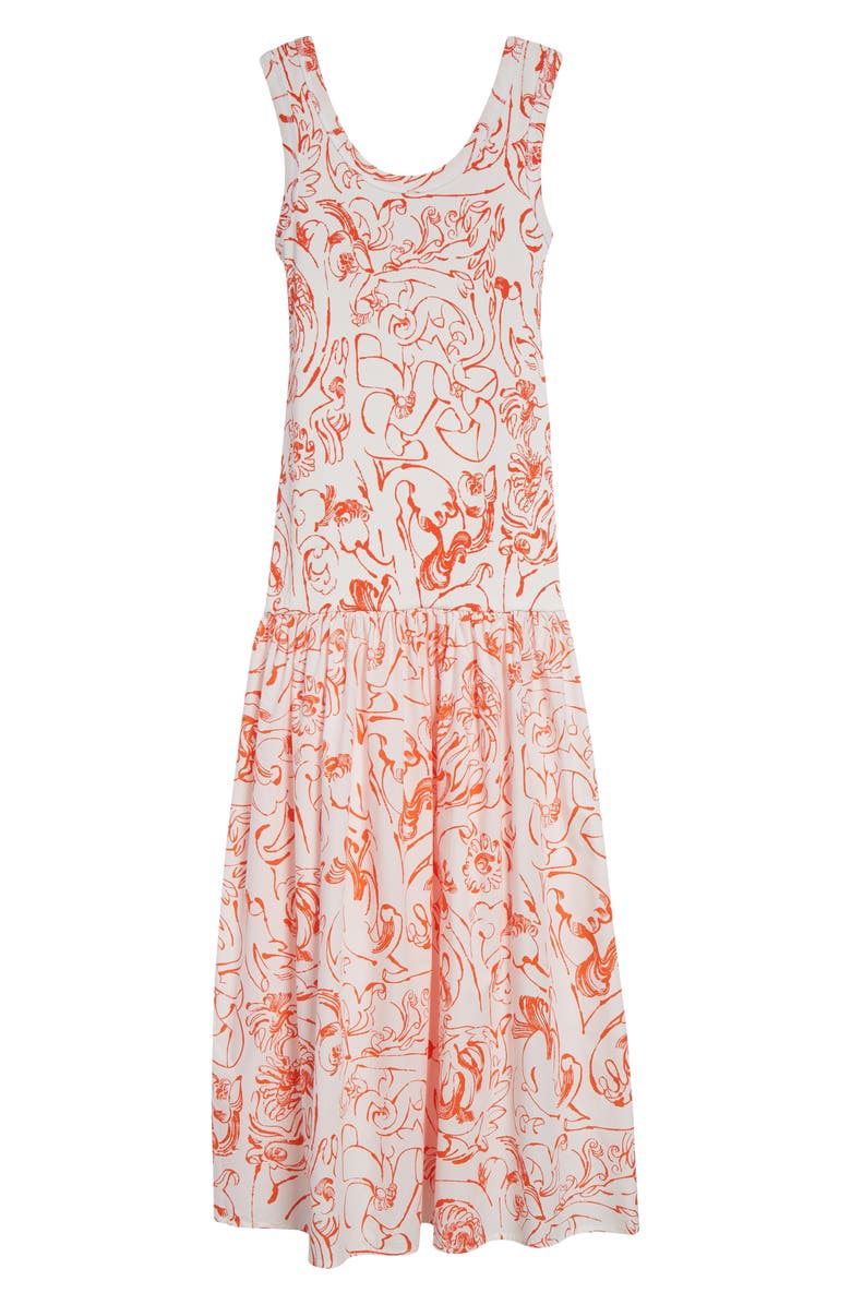 Marimekko Taide Cactis Drop Waist Dress, Alternate, color, White Red