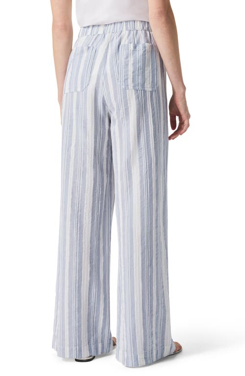 Splendid Raegan Stripe Wide Leg Pants In White/seaport