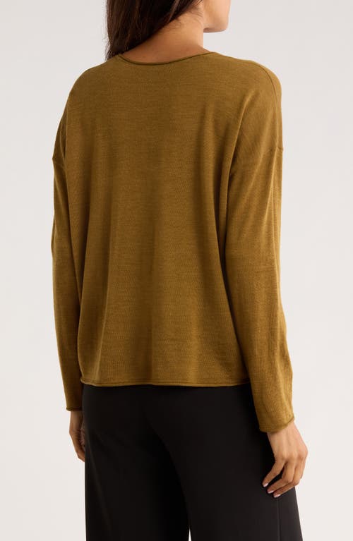 Eileen Fisher Crewneck Wool Sweater In Gold