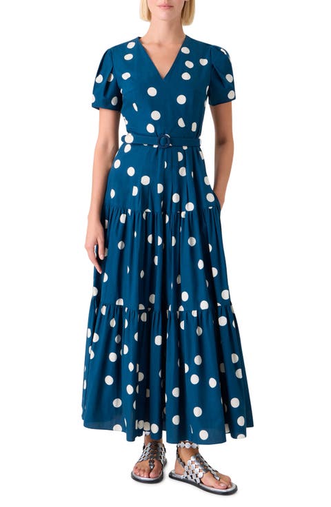Polka Dot Tiered Cotton Poplin Dress