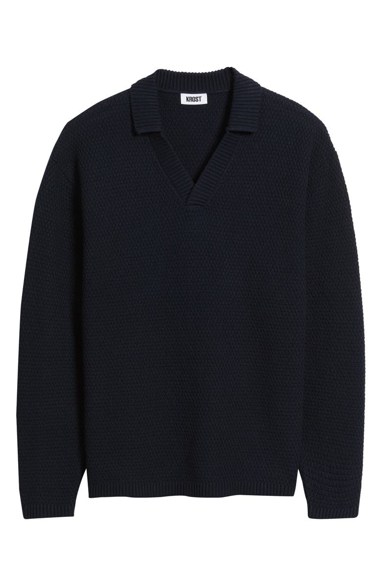KROST Broken Rib Johnny Collar Sweater, Alternate, color, Dark Navy