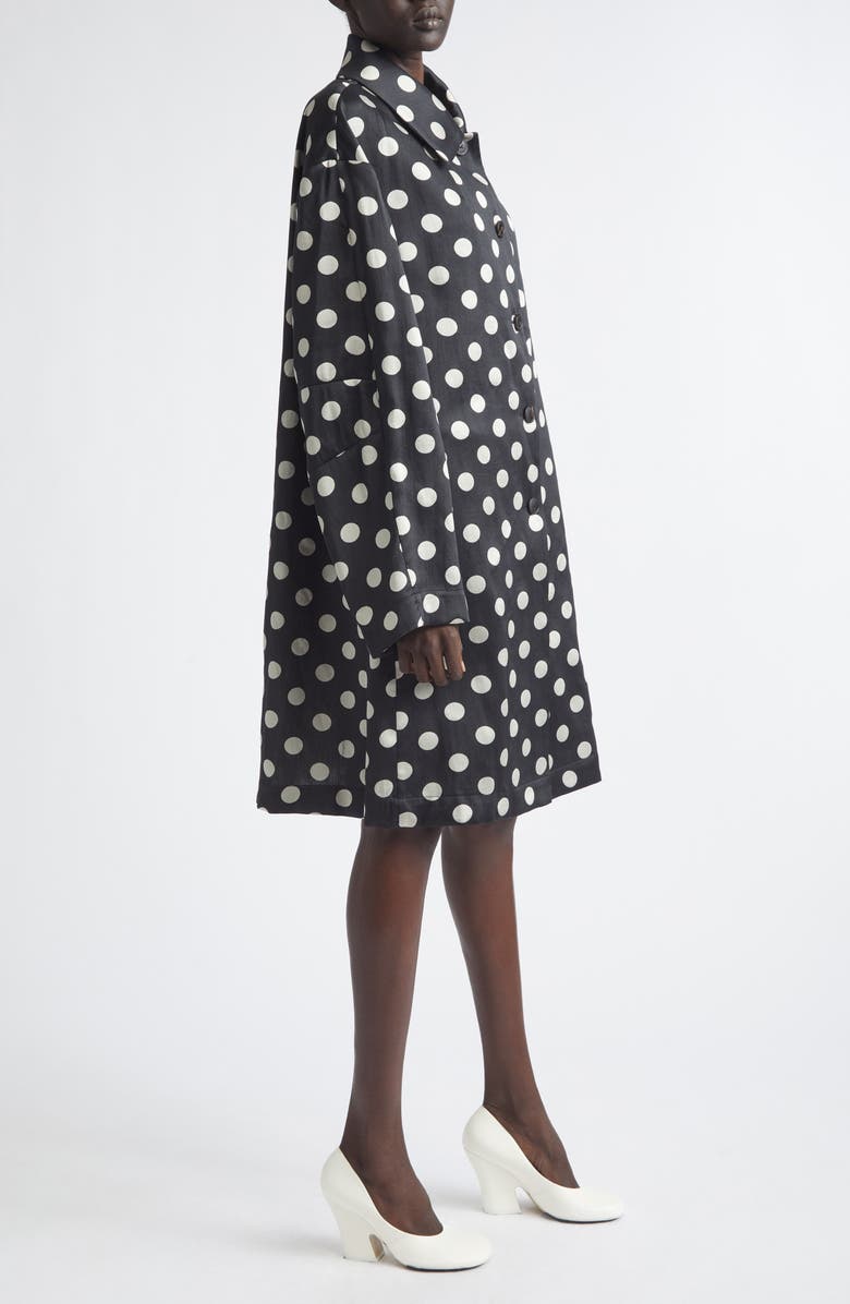 Dries Van Noten Polka Dot Washed Mousseline Coat, Alternate, color, Black