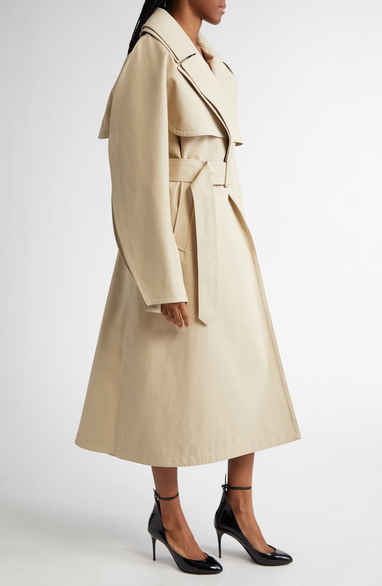 Alaïa Split Sleeve Belted Trench Coat, Alternate, color, Beige