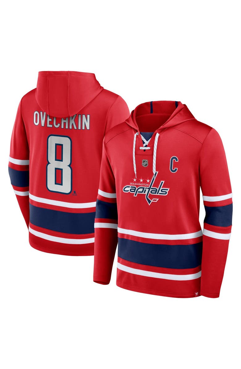 FANATICS Men's Fanatics Branded Alexander Ovechkin Red Washington Capitals Name & Number Lace-Up Pullover Hoodie, Alternate, color, Red