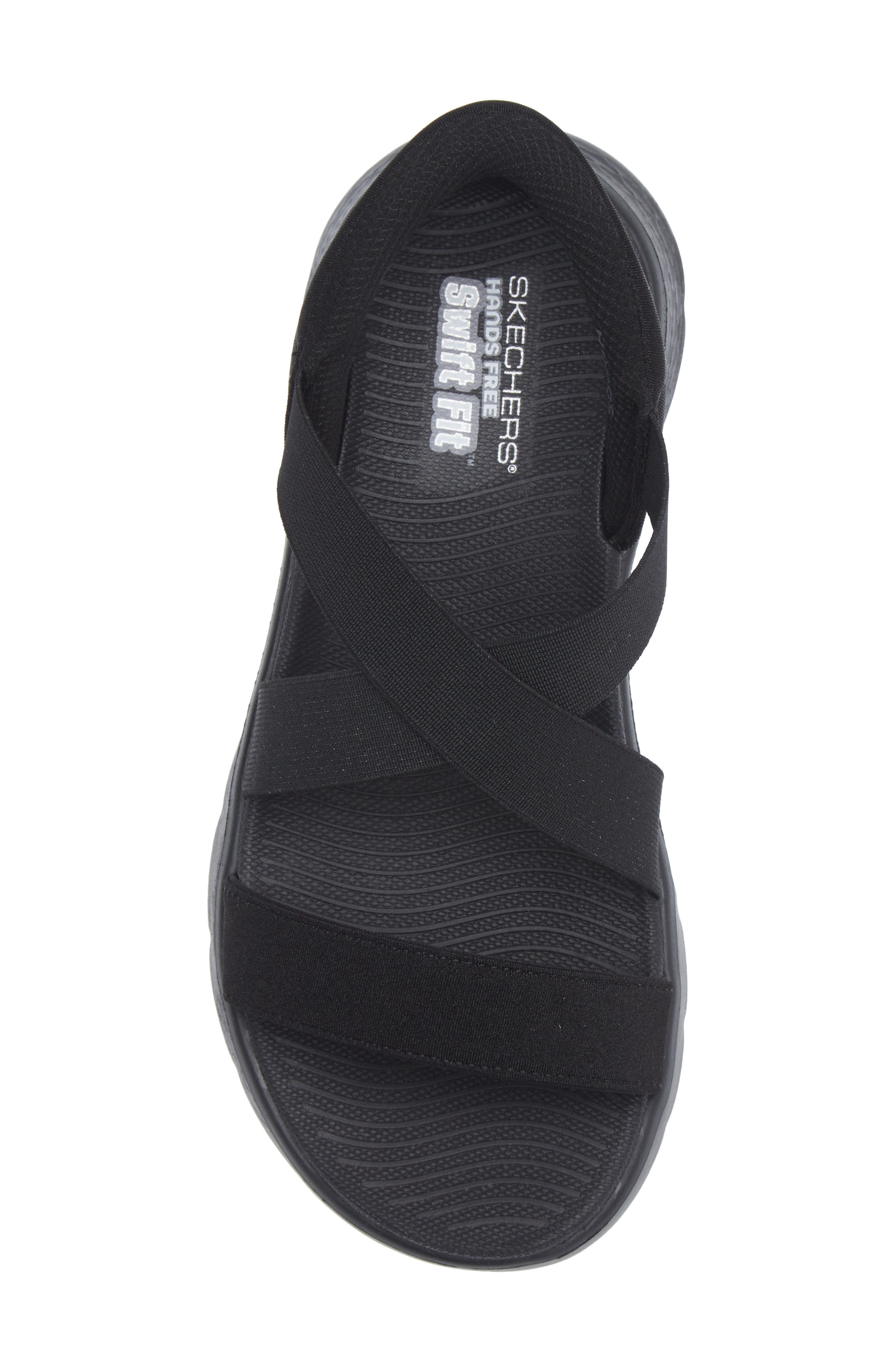 SKECHERS <p>Swift-Fit Go Walk Flex Glimmer Up Sandal (Women)</p>, Alternate, color, Black