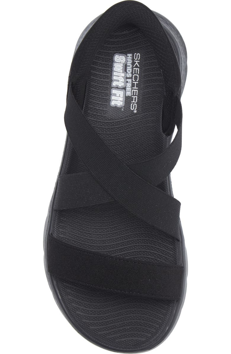 SKECHERS <p>Swift-Fit Go Walk Flex Glimmer Up Sandal (Women)</p>, Alternate, color, Black