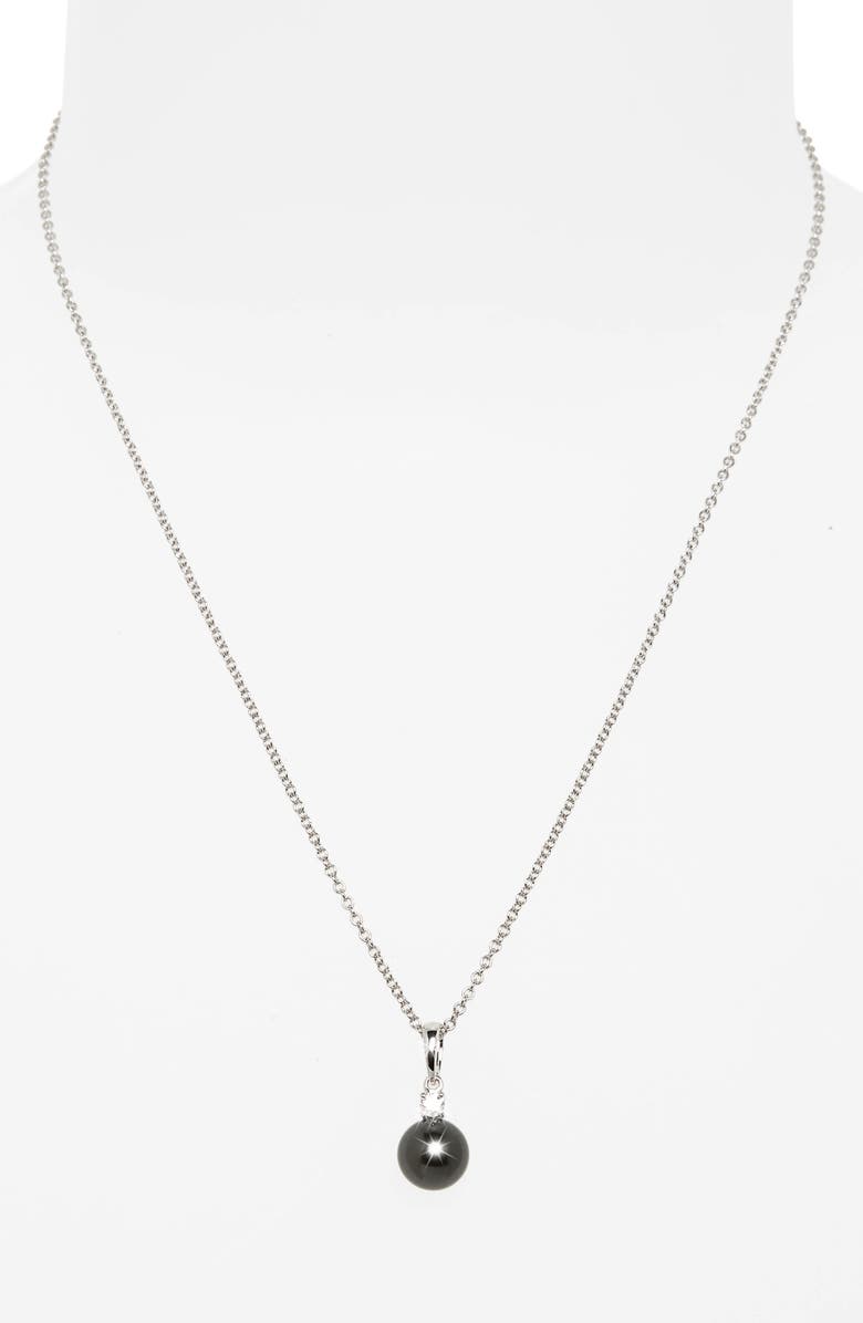 Mikimoto Diamond & Black Cultured Pearl Pendant Necklace, Alternate, color,