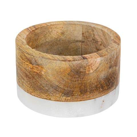 Mango Wood and Marble Bottle Holder