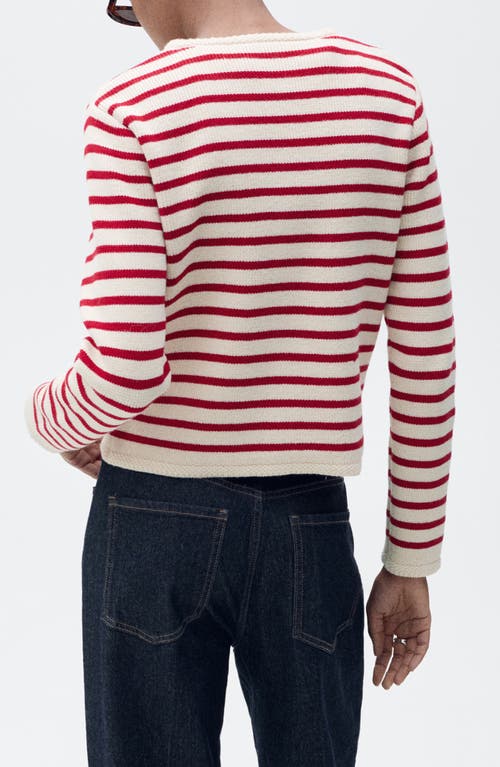 Mango Stripe Cotton Blend Cardigan