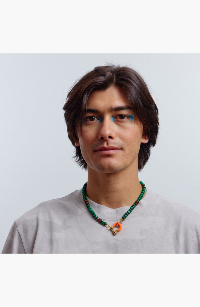 SHOP SPICY DAN Bean Gender Inclusive Malachite Tiger Eye Necklace, Alternate, color, Green