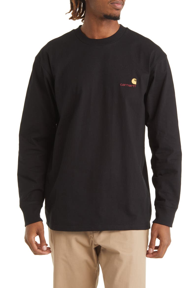 Long Sleeve Organic Cotton T-Shirt, Main, color, BLACK
