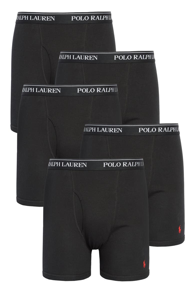 5-Pack Cotton Boxer Briefs, Main, color, POLO BLACK