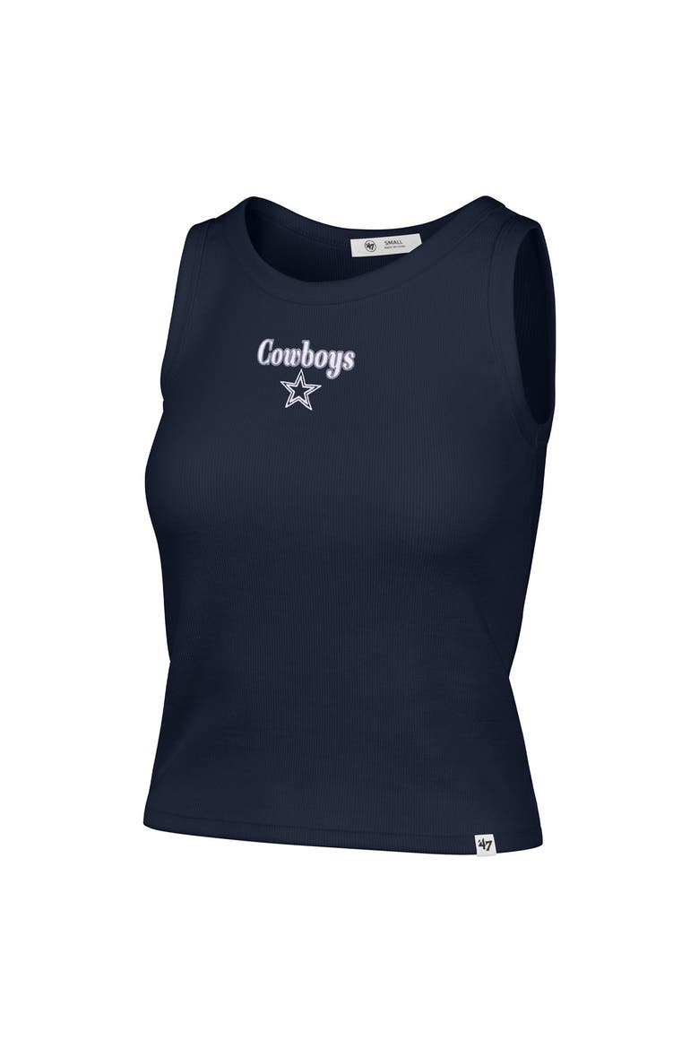 Women's '47  Navy Dallas Cowboys Cropped Straight Cut Ribbed Baby Tank Top, Main, color, Navy