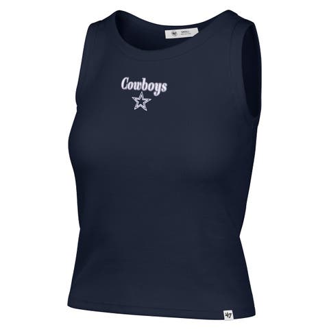 Women's '47  Navy Dallas Cowboys Cropped Straight Cut Ribbed Baby Tank Top