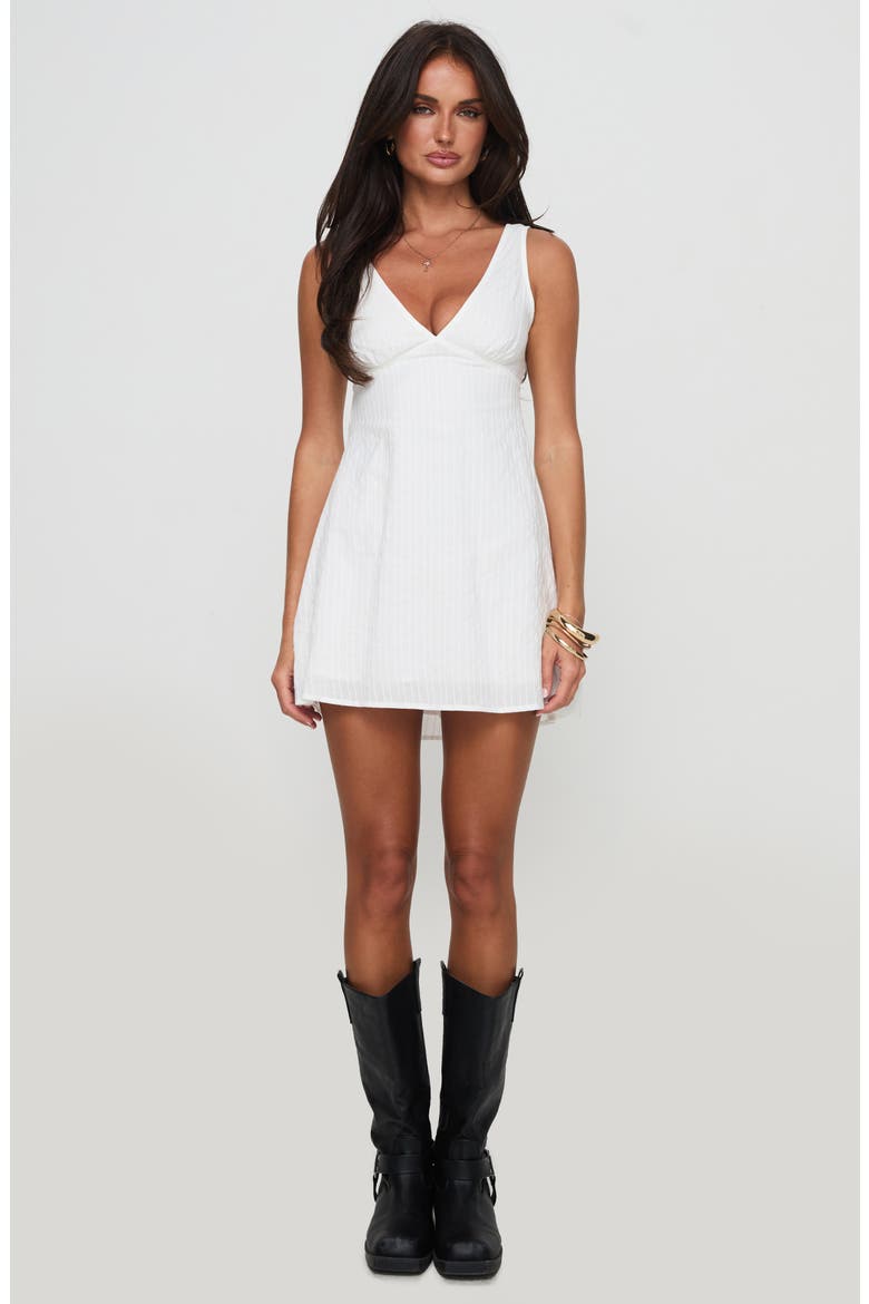 Adder Pintuck Cotton Minidress, Alternate, color, WHITE