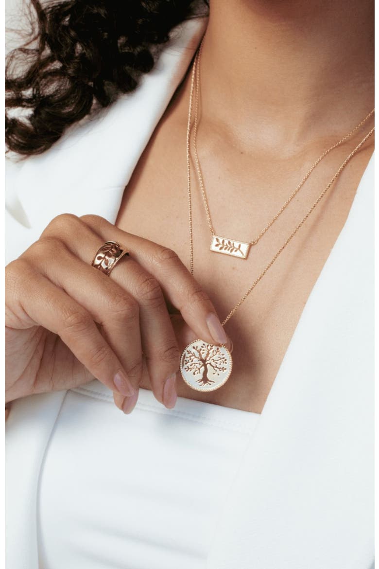 Olive Branch Necklace, Alternate, color, 18k Gold Plated