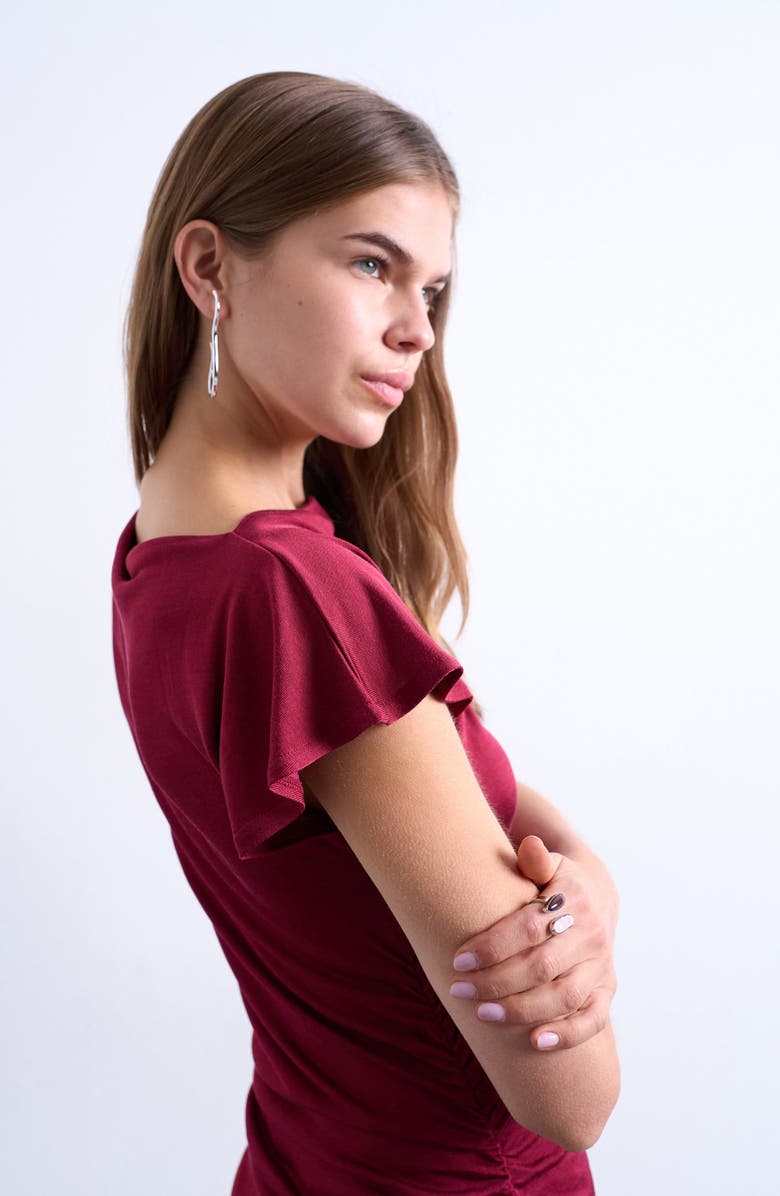 Topshop Asymmetric Slinky Maxi Dress, Alternate, color, Red