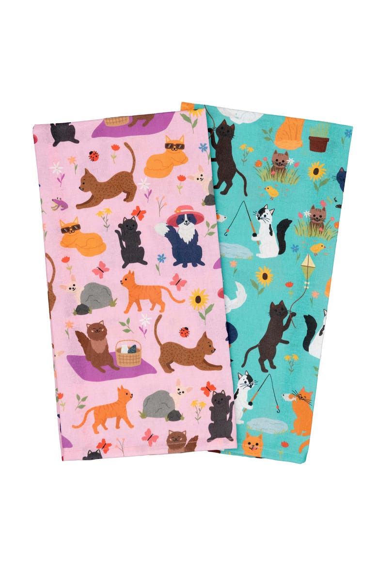 Cat Kitchen Towels, Alternate, color, Whiskers & Blooms