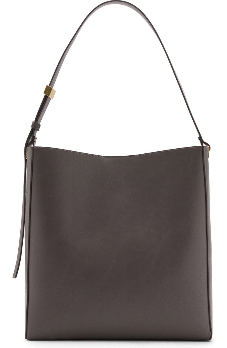 MANGO Faux Leather Shopper Bag, Main, color, Grey
