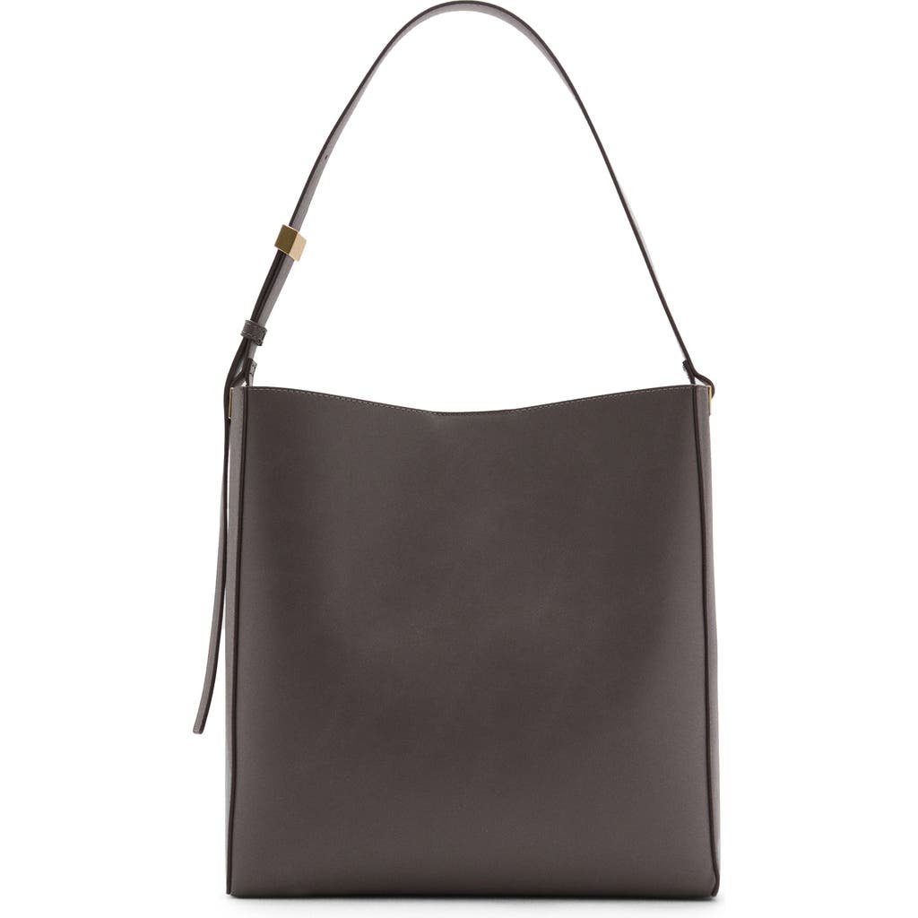 Mango Faux Leather Shopper Bag In Gray