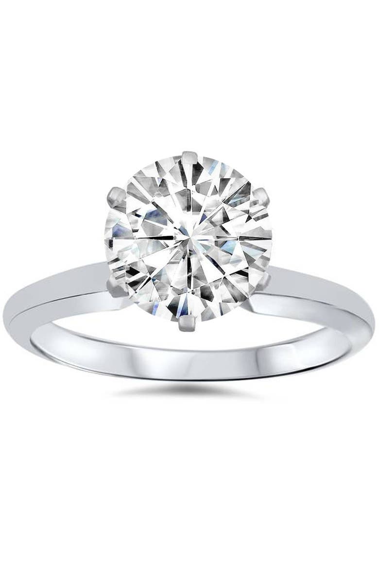 Bliss Diamond VVS 3ct Solitaire Moissanite Engagement Ring Round Brilliant 14k Gold, Main, color, 14K White Gold