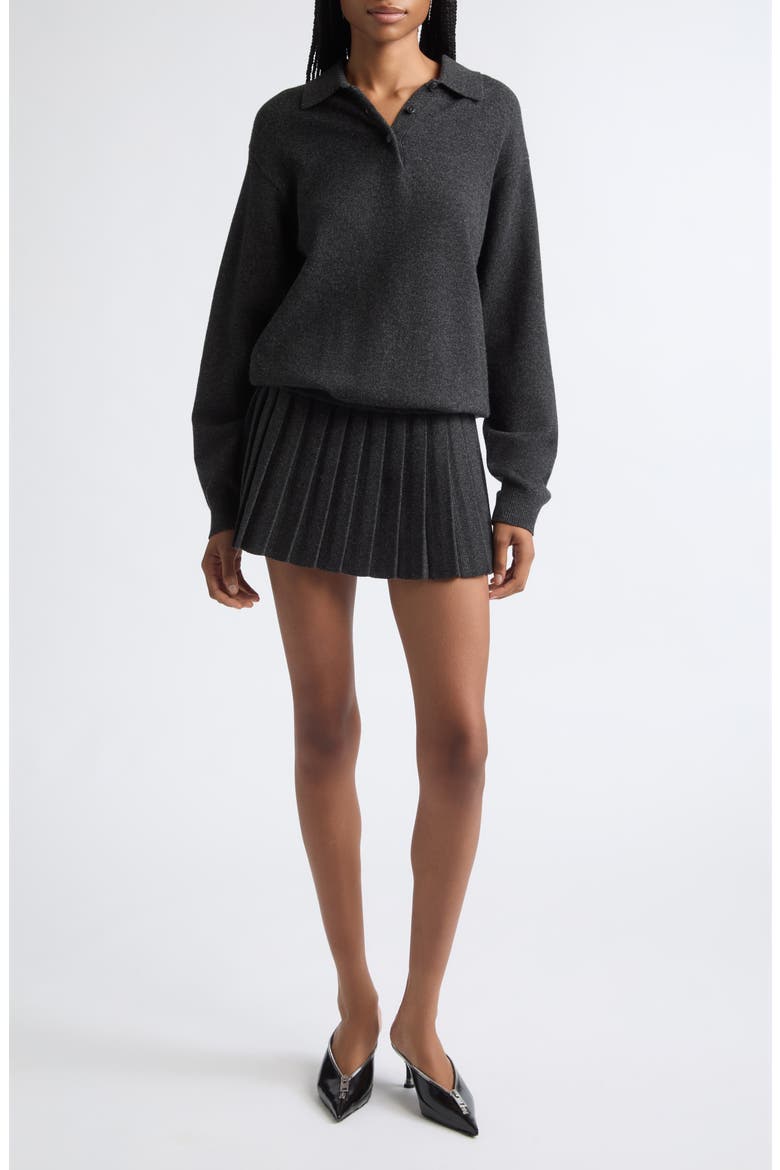 Wool Blend Long Sleeve Polo Dress, Main, color, GRAPHITE