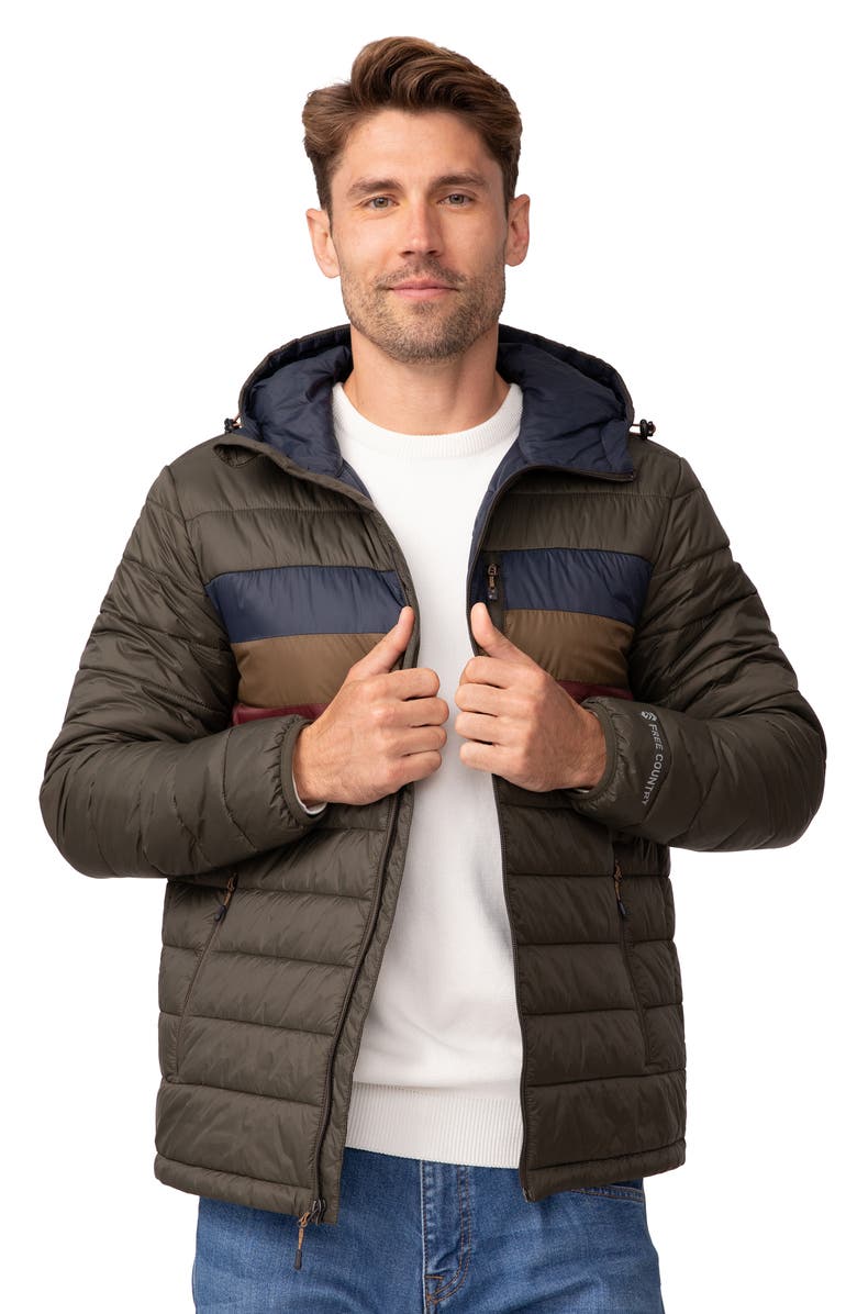 Free Country Colorblock Puffer Jacket, Alternate, color, Olive