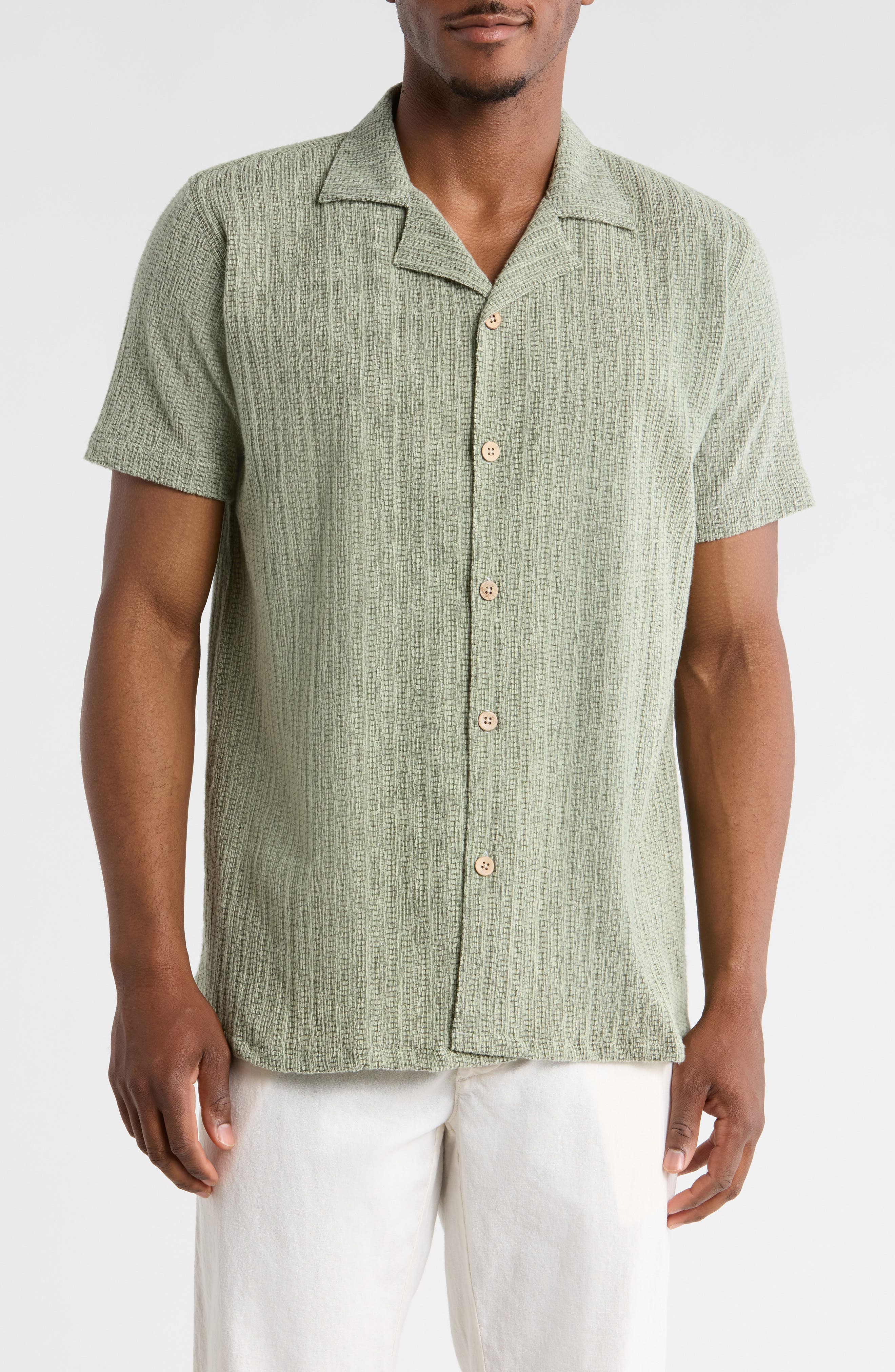 T.R. PREMIUM Modern Fit Textured Camp Shirt