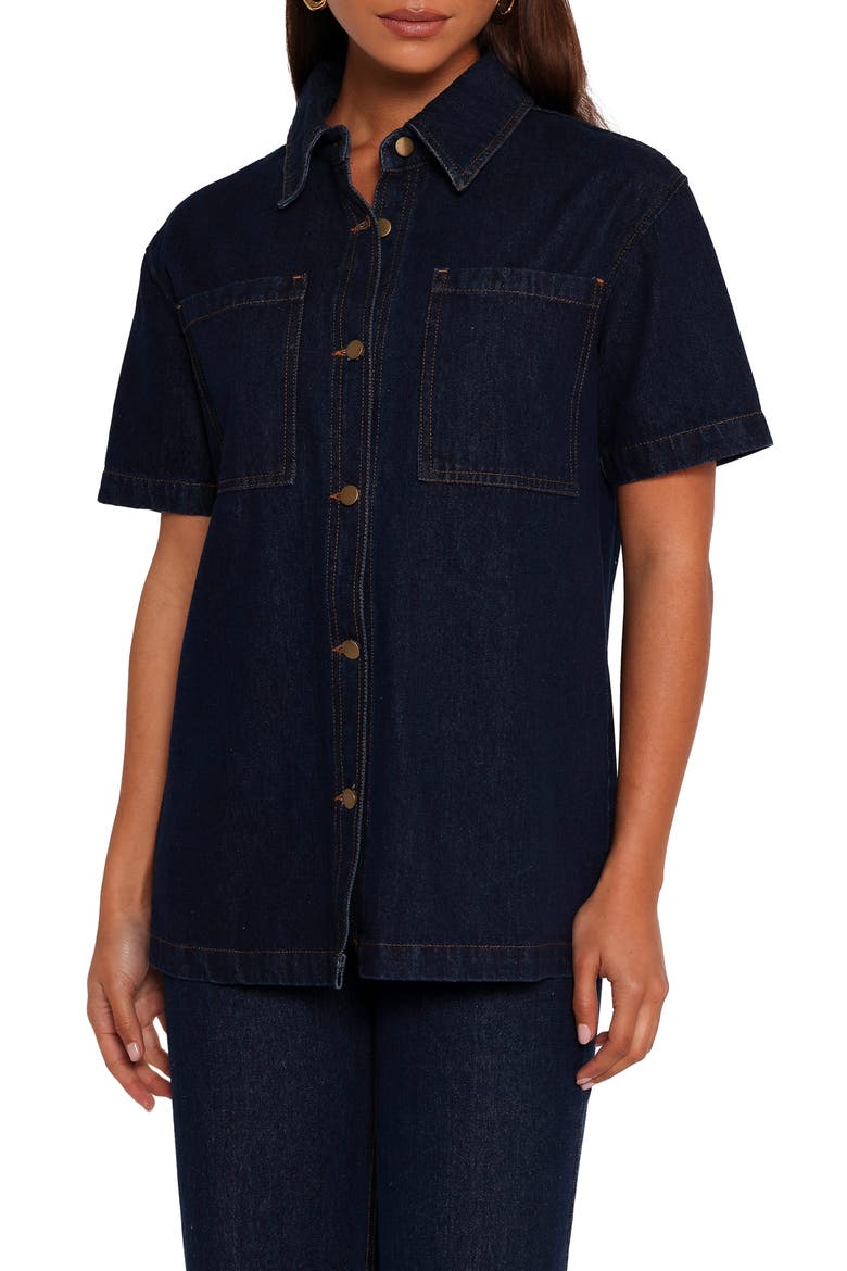 Nolan Denim Shirt, Main, color, DARK DENIM
